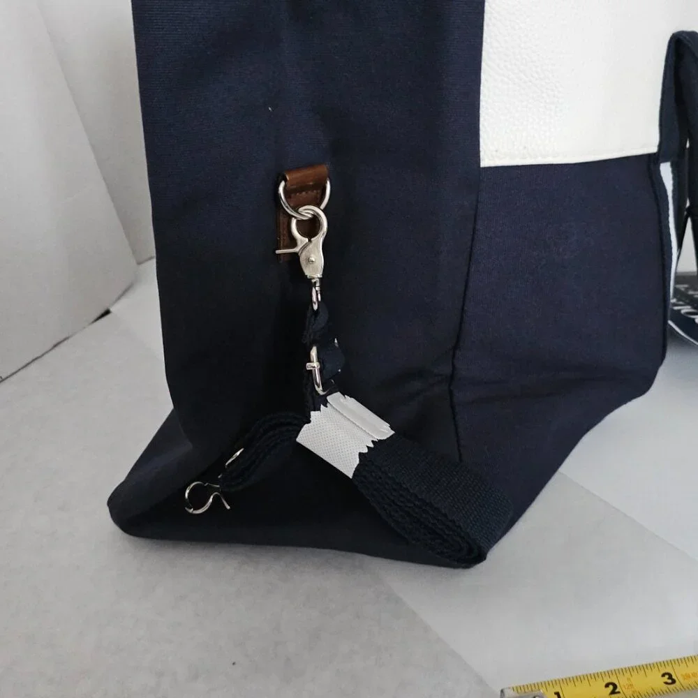 Polo Ralph Lauren Navy Canvas & Leather Trim Large Tote Travel Carryall bag - Picture 10 of 17